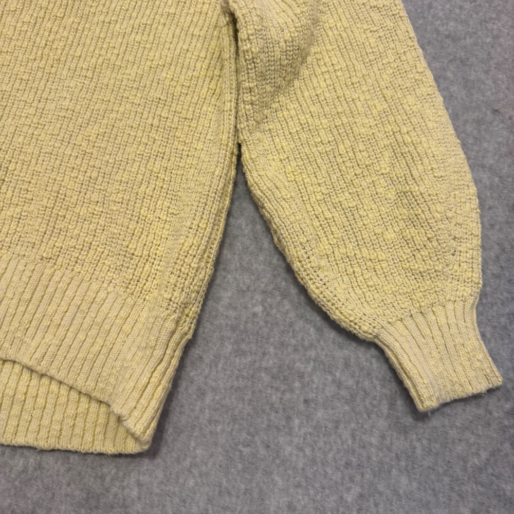 Aerie Women Yellow Cotton Chunky Popcorn Knit Mock Neck Sweater Size Medium - Picture 3 of 8